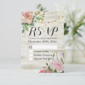 Rustic Wedding Floral Wood String Light RSVP Antwo (Staand voorkant)