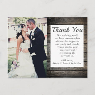 Rustic Wedding Foto Hartelijk dank Briefkaart