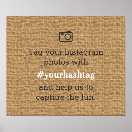 Rustic Wedding Foto's Hashtag Jute Poster (Voorkant)