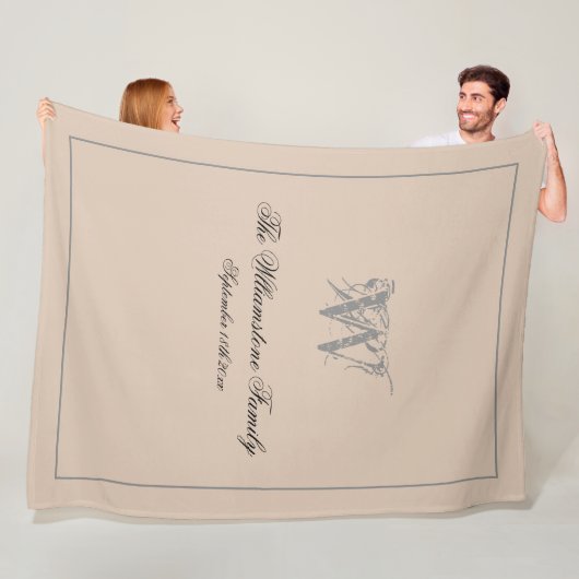 Rustic Wedding Gift Familie Achternaam Grafisch Mo Fleece Deken (In situ)