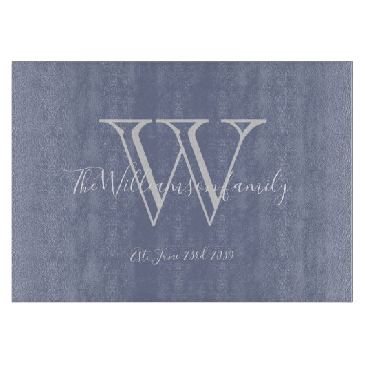 Rustic Wedding Gift Monogram Familienaam Cool Snijplank (Voorkant)