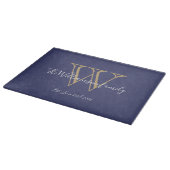 Rustic Wedding Gift Monogram Initiaal + Naam Blauw Snijplank (Hoek)
