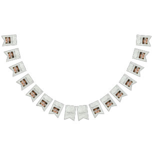 Rustic Wedding Grey Wood Uw foto's toevoegen Vlaggetjes