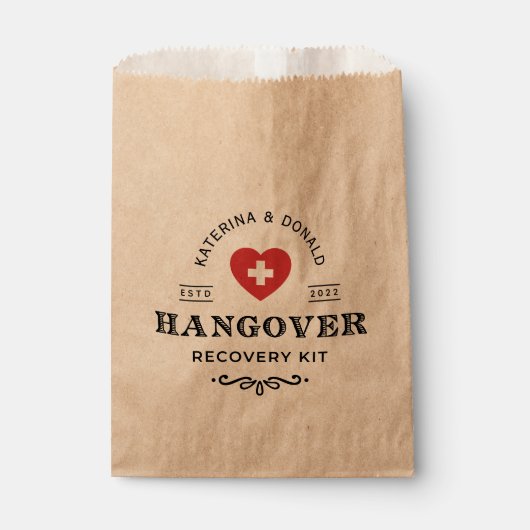 Rustic Wedding Hangover Recovery Kit Favor Bag Bedankzakje (Voorkant)