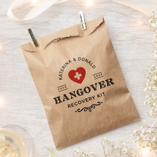 Rustic Wedding Hangover Recovery Kit Favor Bag Bedankzakje (Geknipt)