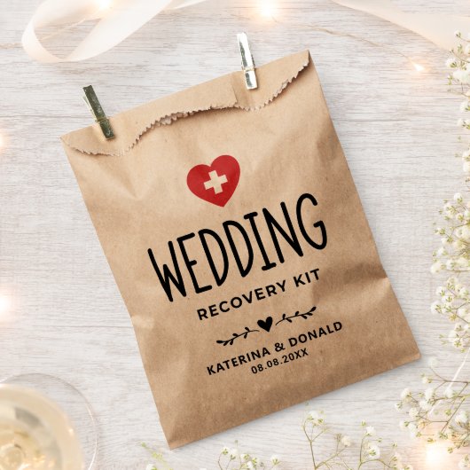 Rustic Wedding Hangover Recovery Kit Favor Bag Bedankzakje (Geknipt)