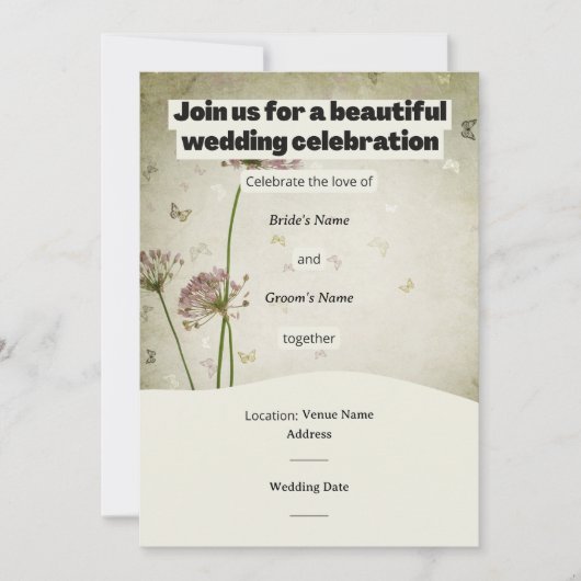 Rustic Wedding Invitation – Customizable Details (Devant)
