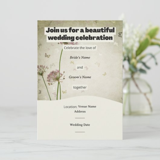 Rustic Wedding Invitation – Customizable Details (Debout devant)