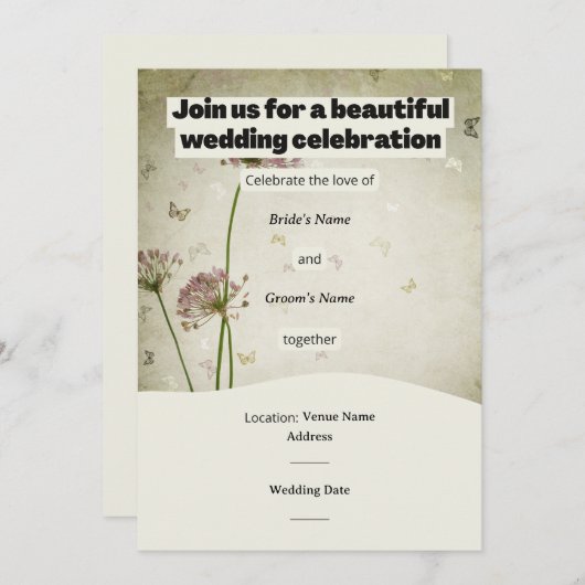 Rustic Wedding Invitation – Customizable Details (Devant / Derrière)