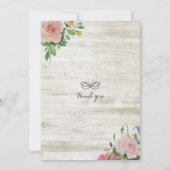 Rustic Wedding Invitation Floral Wood String Light Kaart (Achterkant)