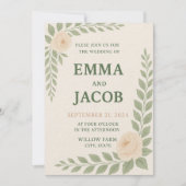 Rustic Wedding Invitation - Sage and Blush (Devant)