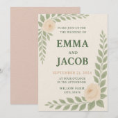 Rustic Wedding Invitation - Sage and Blush Kaart (Voorkant / Achterkant)
