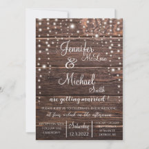 Rustic Wedding Invitation w/String Lights