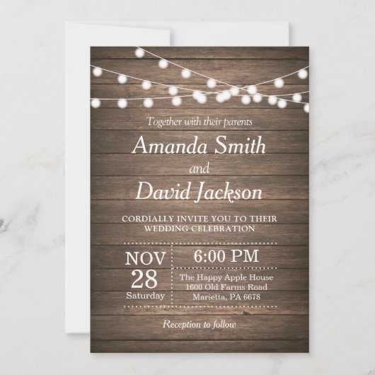 Rustic Wedding Invitation Wood Land  Kaart (Voorkant)