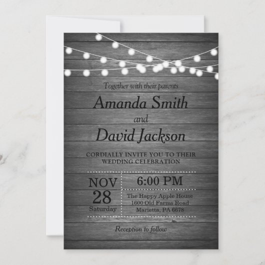 Rustic Wedding Invitation Wood Land  Kaart (Voorkant)