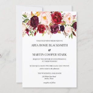 Rustic Wedding Invitations, Bourgogne, hout Kaart