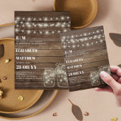 Rustic Wedding Invitations Mason Jars Lights
