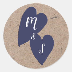 Rustic Wedding   Kraft Monogram Envelope Seal Ronde Sticker
