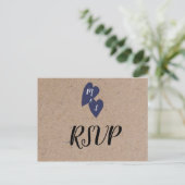 Rustic Wedding | Kraft Monogram Food Choice RSVP Briefkaart (Staand voorkant)