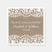 Rustic Wedding Lace, Burlap Linen Custom Servet (Voorkant)