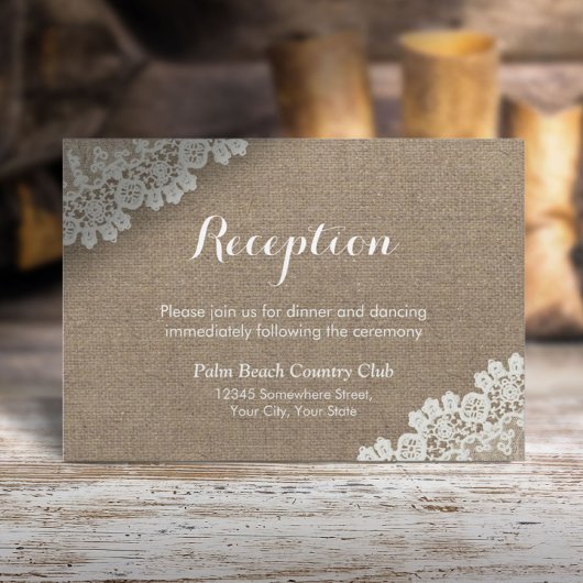 Rustic Wedding Laced Burlap Kaart
