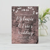 Rustic Wedding Log Lights Elegant Script Kaart (Staand voorkant)