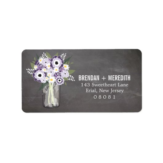 Rustic Wedding Mason Jar en Floral Etiket (Voorkant)