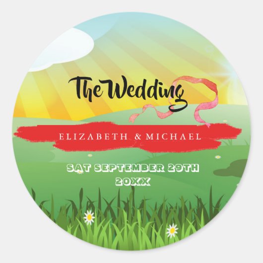 Rustic Wedding Modern Floral Festival Ronde Sticker (Voorkant)