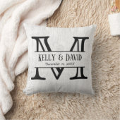 Rustic Wedding Monogram Elegant White Wood Kussen (Deken)