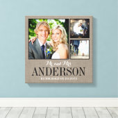 Rustic Wedding Monogram Foto Collage Canvas Afdruk (Insitu (Houten vloer))