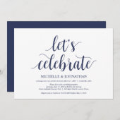 Rustic Wedding Navy Blue Elopement Reception Kaart (Voorkant / Achterkant)