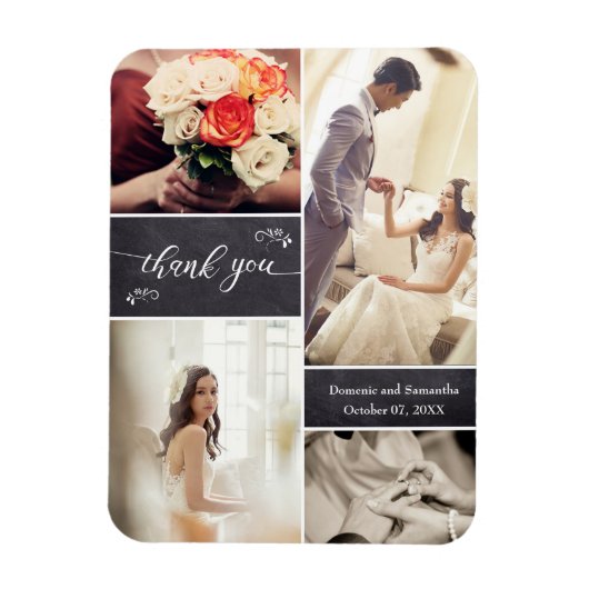 Rustic Wedding Photo collage-bordblokken Magneet (Verticaal)