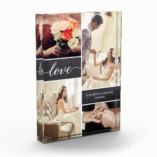 Rustic Wedding Photo Collage Love script Fotoblokken