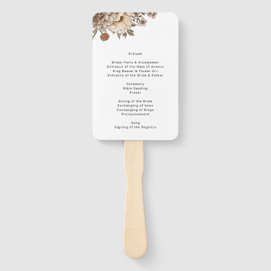 Rustic Wedding Program, Boho Woodland Handwaaier (Achterkant)