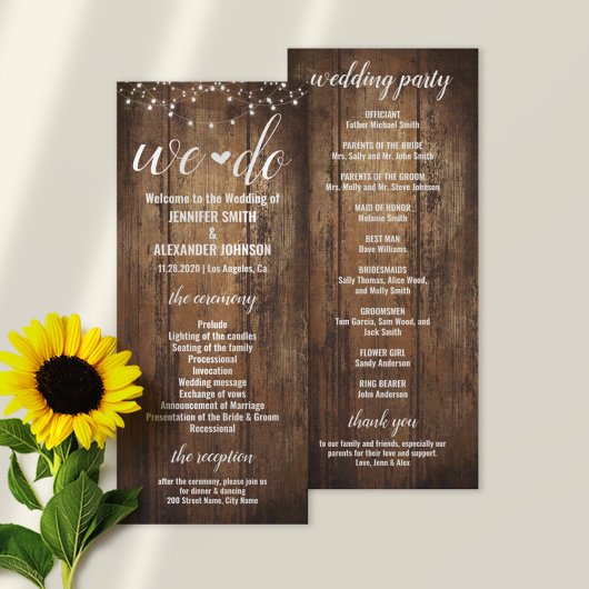 Rustic Wedding Program Programma
