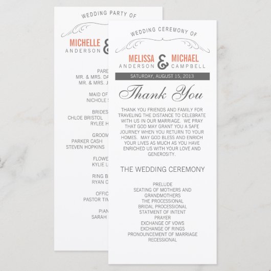 Rustic Wedding Program Programma (Voorkant / Achterkant)