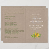 Rustic Wedding Programme SUNFLOWERS Kraft Kijk (Voorkant / Achterkant)
