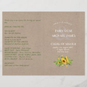 Rustic Wedding Programme SUNFLOWERS Kraft Kijk (Voorkant)