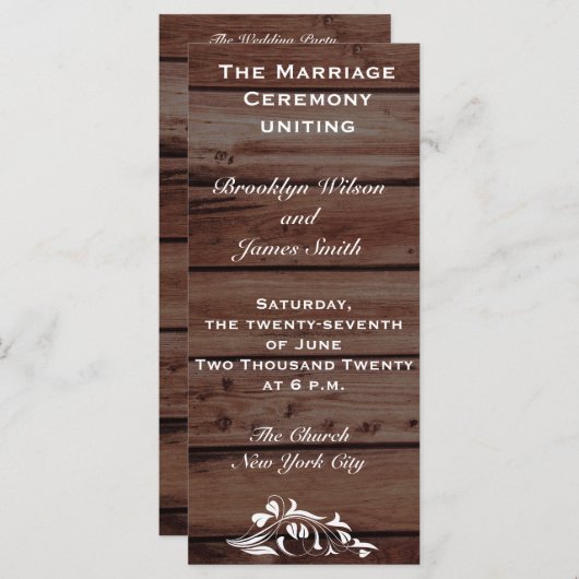 Rustic Wedding Programs with Flower Decor Programma (Voorkant / Achterkant)