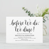 Rustic Wedding Rehearsal Dinner, Black and White Kaart (Staand voorkant)