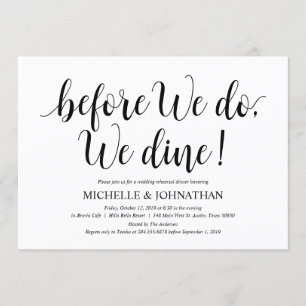 Rustic Wedding Rehearsal Dinner, Black and White Kaart