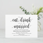 Rustic Wedding Rehearsal Dinner, Black and White Kaart (Staand voorkant)