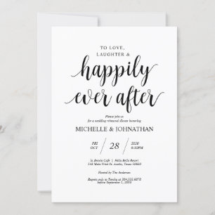 Rustic Wedding Rehearsal Dinner, Black font Kaart