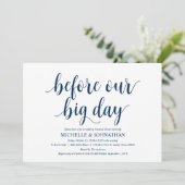 Rustic Wedding Rehearsal Dinner, Navy Blue Kaart (Staand voorkant)