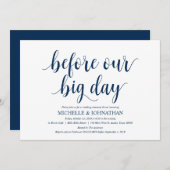Rustic Wedding Rehearsal Dinner, Navy Blue Kaart (Voorkant / Achterkant)