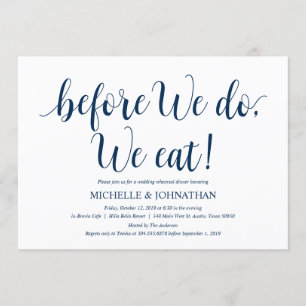 Rustic Wedding Rehearsal Dinner, Navy Blue Kaart