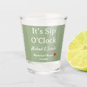Rustic Wedding Sage Green It’s Sip O’Clock Custom Shot Glas (Voorkant)