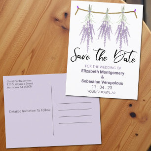 Rustic Wedding Save the Date Dry Lavender Bunles Aankondigingskaart