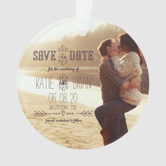 Rustic Wedding Save the Date Foto Ornament (voorkant)