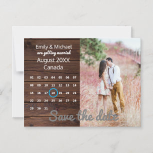 Rustic Wedding Save the Date PHOTO CALENDAR Magnetische Uitnodiging